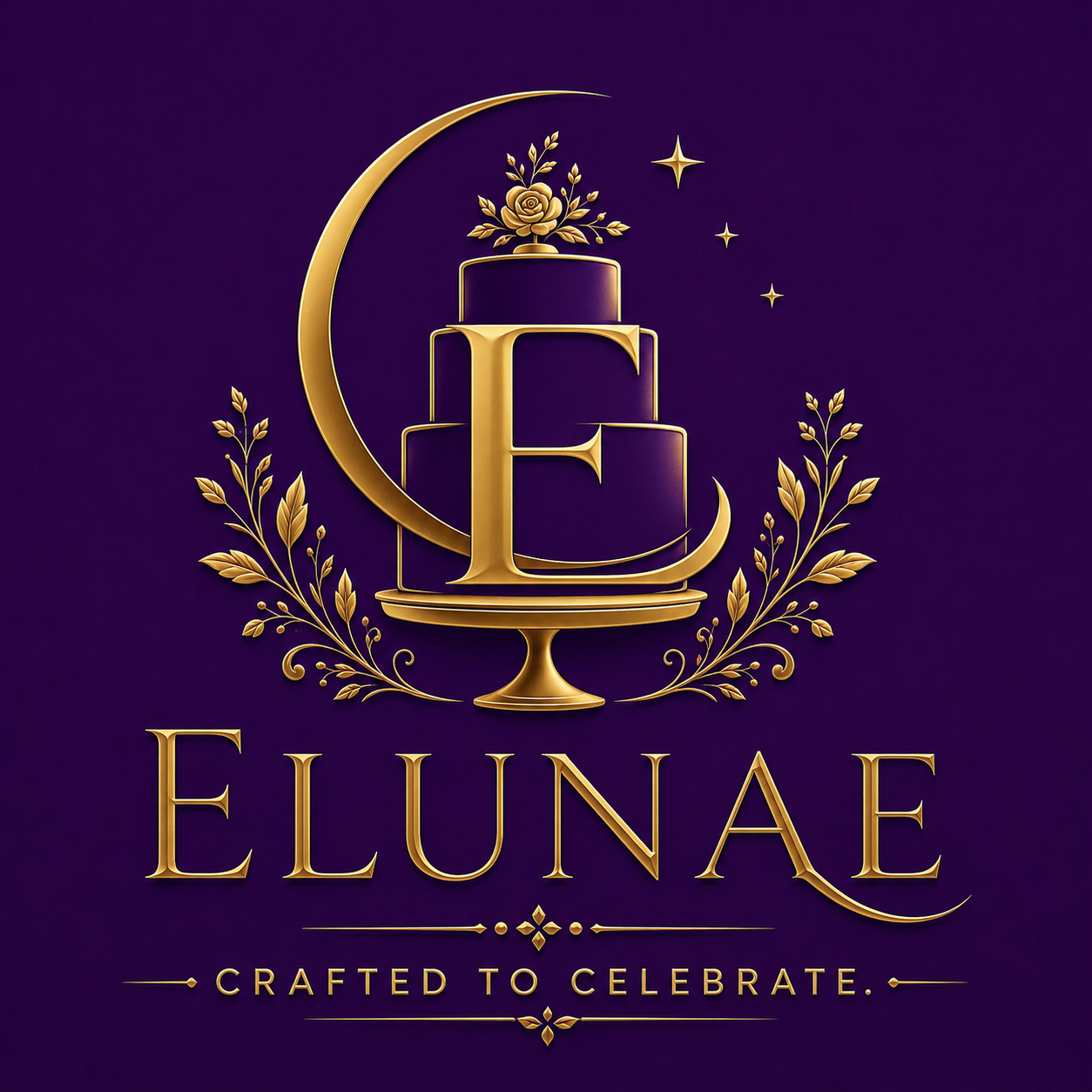 Elunae emblem — a three-tier cake within a golden crescent